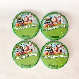 Lot of 4 Disneyland Goofy Celebration Buttons - I’m Celebrating: